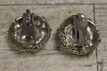 Load image into Gallery viewer, Vintage Fake Faux Clip On Earrings - Black Silver &amp; Gold Tone - Used