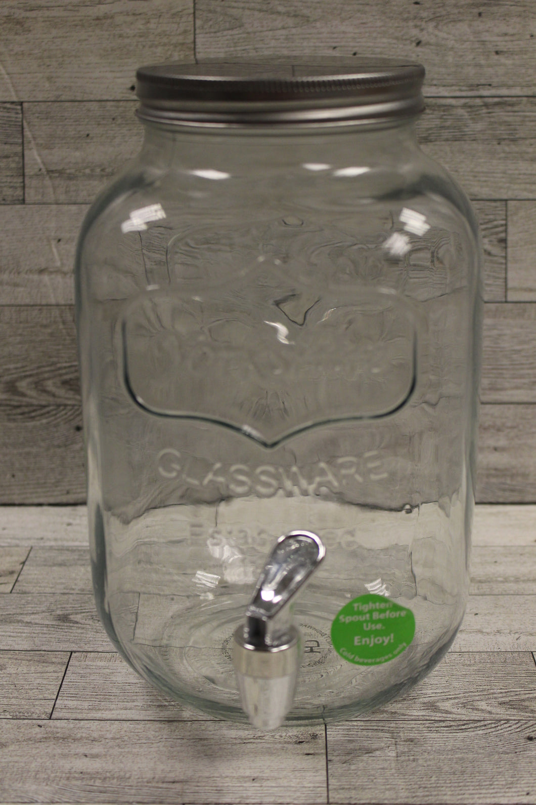 Yorkshire Glassware 1 Gallon Beverage or Sun Tea Dispenser - Metal Lid - New