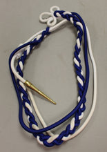 Load image into Gallery viewer, Blue and White Braided Uniform Shoulder Cord Aiguillette with Brass Metal Tip