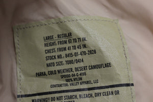 US Army Cold Weather Parka - Desert Camo - Large Regular - 8415-01-470-2828