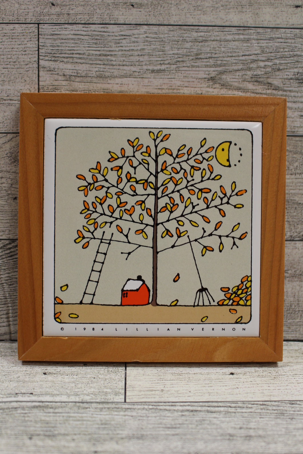 Vintage 1984 Lillian Vernon Tile Trivet/Wall Hanging - Leaves - LV316S - Used