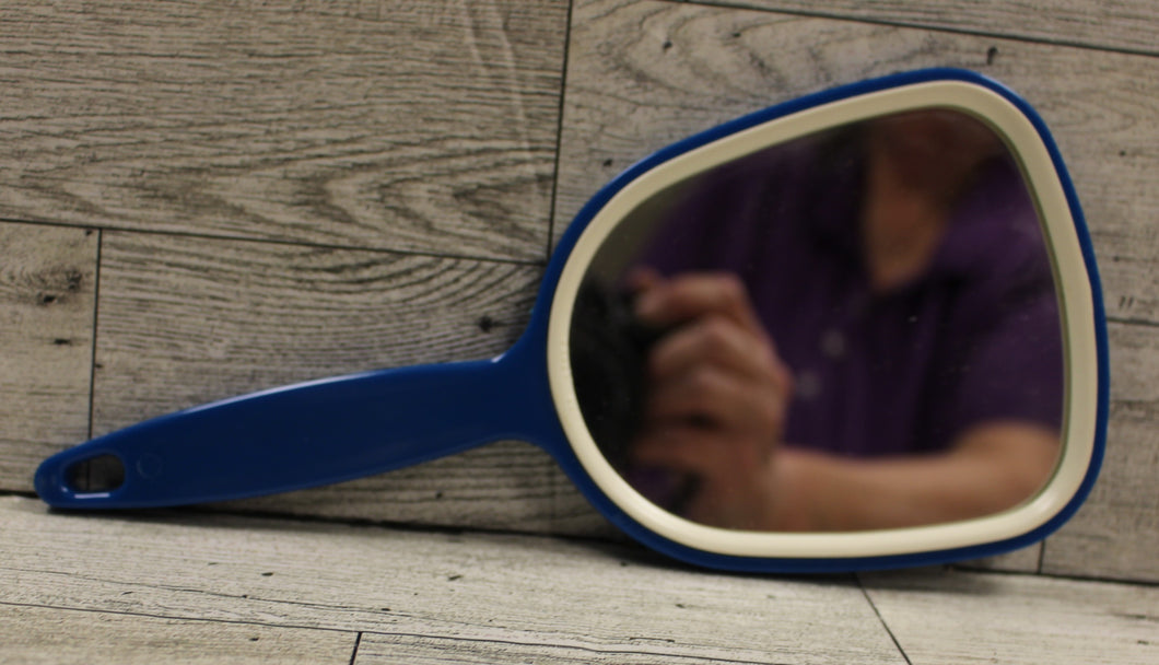 Vintage Goody Plastic Hand Mirror - Blue - Used