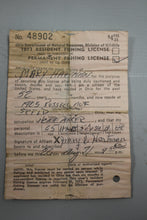 Load image into Gallery viewer, 1946 State of Ohio Female Fishing License + Metal Badge Pin Holder Vintage Frame