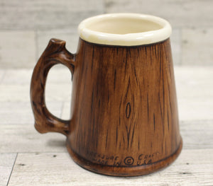 Treasure Craft Wood Barrel Look Beer Mug Stein - Red Yellow Apple - Used