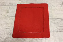 Load image into Gallery viewer, Pack of 12 Hemstitch Cloth Cocktail Napkins - 6 inch - Red - Used