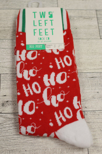 Two Left Feet Socks Co Ho Ho Holiday - Big Feet (Women 10-12.5 Men 8.5-13) -New