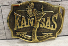 Load image into Gallery viewer, Collectors Kansas State Seal Belt Buckle with Pouch - BB-5114 - Sterling Silver
