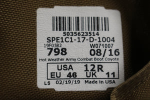 US Army Hot Weather Combat Boot - Coyote - Size: 12R - New
