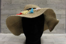 Load image into Gallery viewer, Women's Tan Sun Hat with Tassels - Size: S-M/CH-M - Used