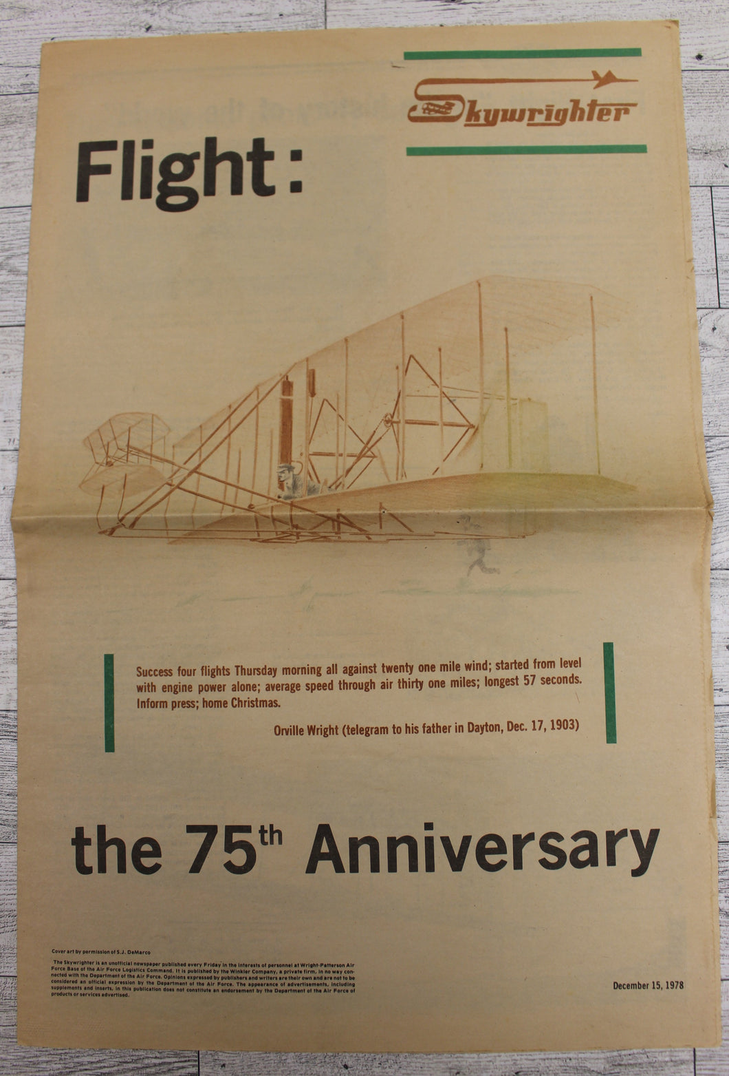 Skywrighter Flight: The 75th Anniversary Newspaper - December 15, 1978 - WPAFB