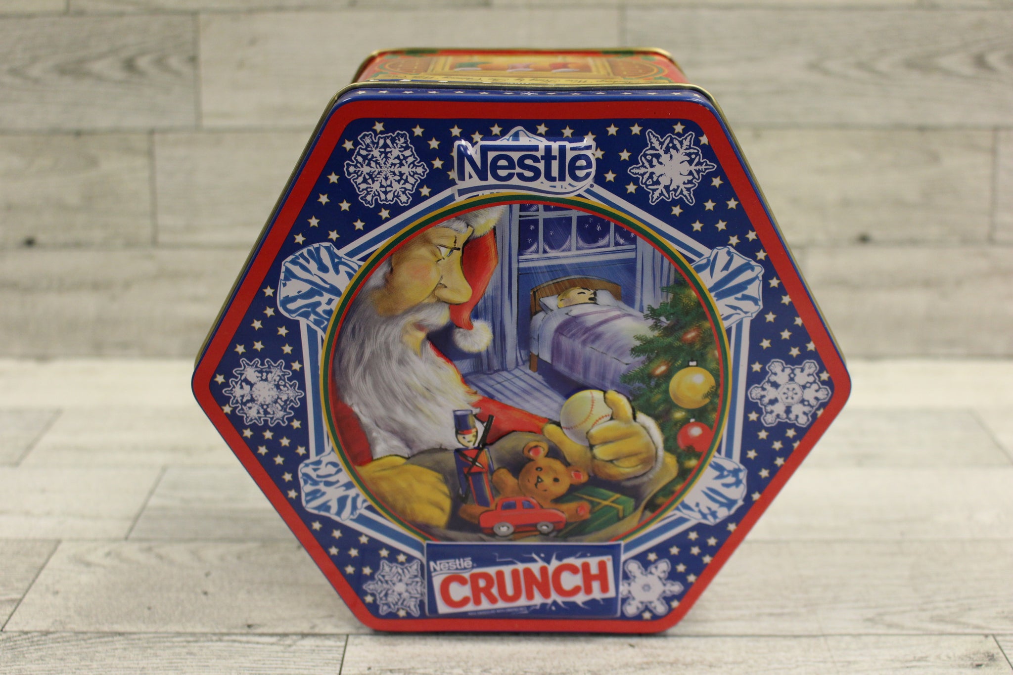 Nestle Crunch Holiday Christmas Santa Collectable Tin Used Military Steals and Surplus