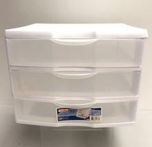 Load image into Gallery viewer, Sterilite Clear Plastic 3 Drawer Organizer - 14-1/2" x 14-1/2" x 10-5/8" - Used