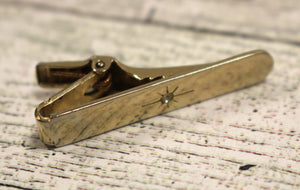 Anson Gold Plated Tie Clip With Clear Stone - Used