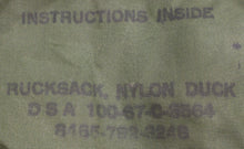 Load image into Gallery viewer, Vintage US ARMY 1965 Nylon Duck Rucksack - 8465-782-8248 - Used