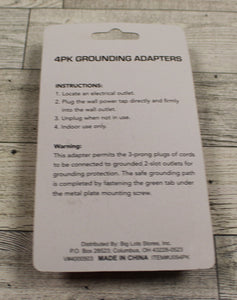 Shop Basics 4 Pack Gounding Adapters - White - New