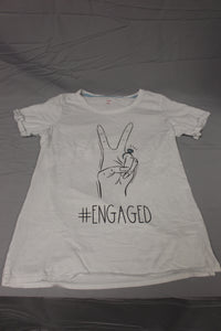 Miss To Mrs Women's #Engaged Graphic Crew Neck T-Shirt - Medium - Used