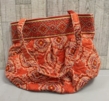 Load image into Gallery viewer, Vera Bradley Orange Boho Floral Medallion Medium Shoulder Bag - Used
