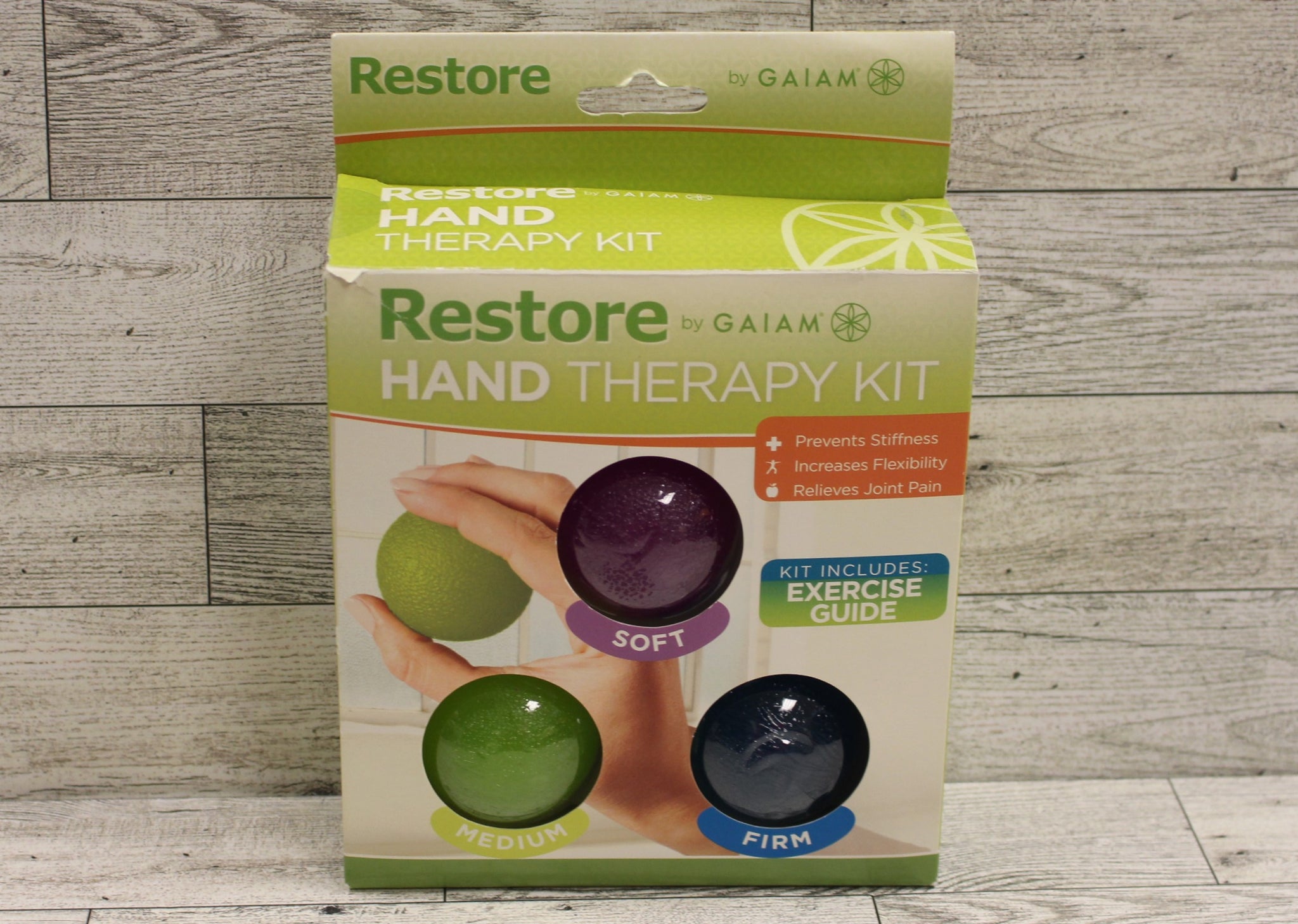 Gaiam Restore Hand Therapy Kit with Exercise Balls 3 Pack New