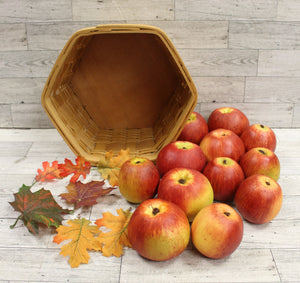 Woven Wicker Basket with Apples & Leaves - Fall Decoration - Used