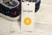 Load image into Gallery viewer, Cat &amp; Jack Girls Mae Rainbow Stars Bow Navy Blue Slip On Sneaker Shoes - Size: 5