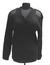 Load image into Gallery viewer, US Navy V Neck Pullover Black Wool Sweater - Medium - Scharf &amp; Breit - Used