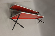 Load image into Gallery viewer, Vintage 1950s White Enamel Tin 2-Tier Collapsible Spice Rack - Used