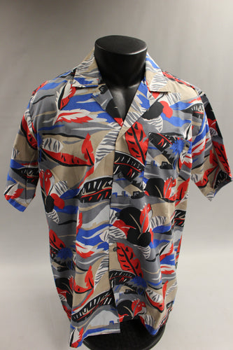 Haband Of Patterson Men's Red and Blue Floral Dress Shirt Size Large -Used