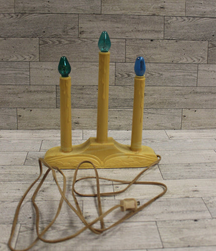 Vintage Set of 3 Christmas Window Candle Lights with Wax Drip - Used