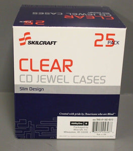 Skilcraft Clear CD Jewel Cases - Pack of 25 - Slim Design - 52CE91 - New