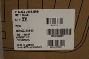 AGV K1 S Helmet - XXLarge (2XL) - Matte Black - New