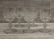 Load image into Gallery viewer, Set of 5 Pressed Clear Stem Glass Cordial Aperitif Sherry Gobblets - Used