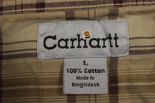 Load image into Gallery viewer, Carhartt Men&#39;s Tan Plaid Shirt - Large - Used