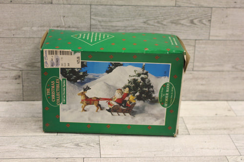 The Christmas Collectible Seymour Mann Santa In Sleigh w/ Reindeer Figurine-Used
