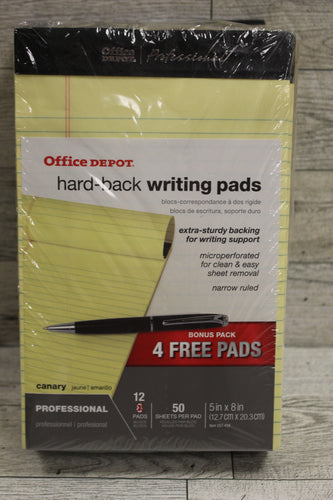 Office Depot Professional Hard Back Writing Pads - 12 pads - 5