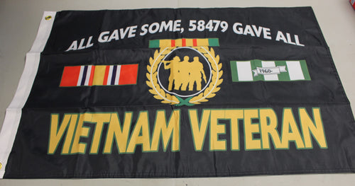 Vietnam Veteran Flag with Grommets - 2' x 3' -All Gave Some, 58479 Gave All -New
