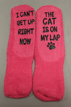 Load image into Gallery viewer, Happypop Cat Lover Fuzzy Socks - "The CAT is on My Lap" - New