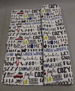 Christmas Fleece King Pillowcase - 36” x 18” - Scottie Dogs & Holiday Words