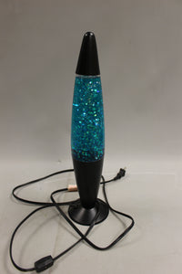 Vintage Glass Art Motion Glitter Lava Lamp - Blue - Used