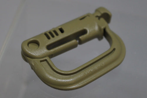 Military Issued GrimLoc D-Ring Locking Carabiner - Molle Webbing - Coyote Brown