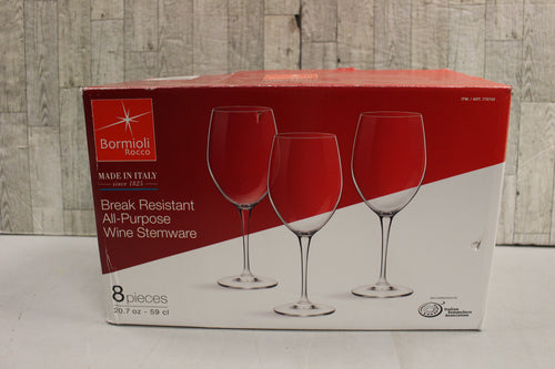 Bormioli Rocco Break Resistant 20.7 Oz. Wine Stemware - 8 pieces - New