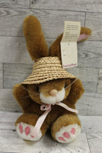 Load image into Gallery viewer, Vintage Preferred Plush Bunny Rabbit with Straw Hat - Easter - 2001 - New