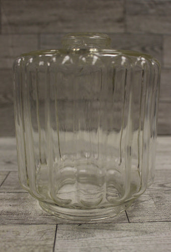 Vintage Ribbed Glass Porch Hallway Light Cover Globe - Clear - Used