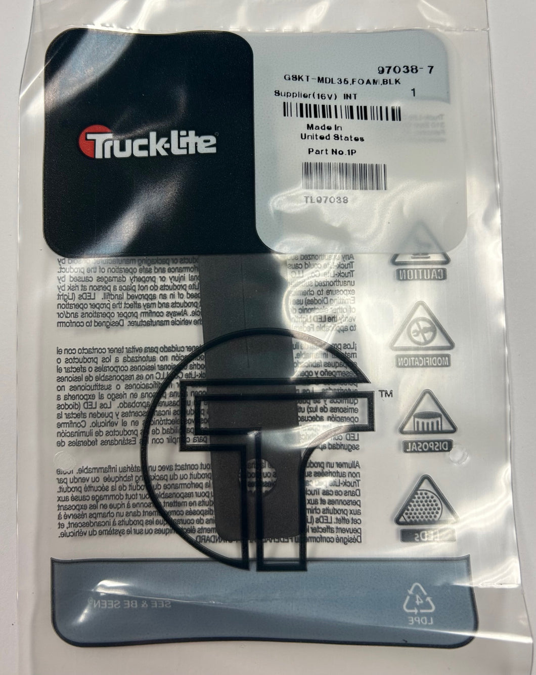 Truck-Lite Black Advanced LED Lighting Foam Gasket for 35 Series - PN 97038 -New