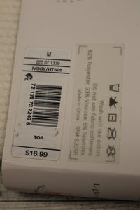 Wander Hotties Waffle V-NeckTunic - Ivory - Medium - New