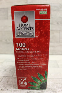 Home Accents Holiday 100 Green Incandescent Mini Lights - New