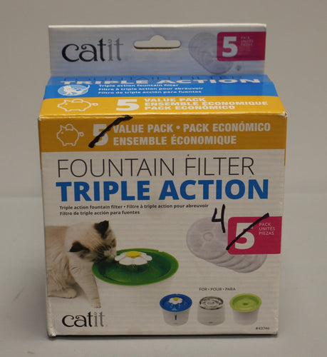 Catit Triple Action Replacement Original Water Fountain Filters - Pack of 4 -New