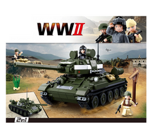 Load image into Gallery viewer, WWII Soviet T-34 Battle Tank Building Brick Kit - 687 Pieces - New