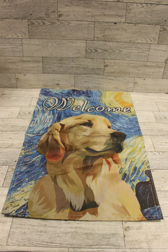 Starry Night and Dog Welcome Garden Flag - 12