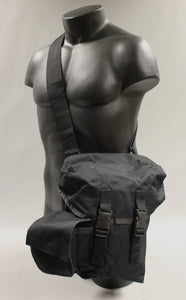 Tactical Drop Leg Utility Dump Pouch / Gas Mask Bag with Shoulder Strap - Black