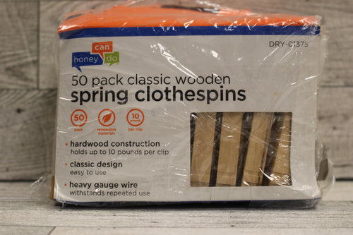 Honey-Can-Do Wood Clothespins With Spring 3.3 Inches -New